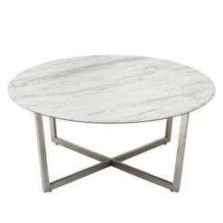 Paige Round Coffee Table - White/Stainless Steel -Furniture Sales 010199012 3 97468.1690292086.386.513 1