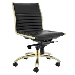 Darby Low Back Office Chair - Black/Brushed Gold -Furniture Sales 603922981 87835.1690292088.386.513