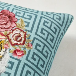 Jungle Queen Pillow 22" - Cerulean -Furniture Sales webimage 040266356 DTL1