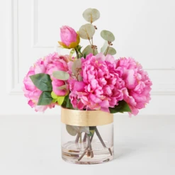 Peonies With Gold Strip Vase -Furniture Sales webimage 207999717