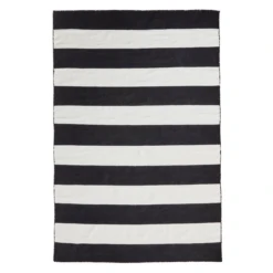 Accra Outdoor Stripe Rug - Black/Ivory -Furniture Sales webimage 620000821 620008224 620008225 SIL