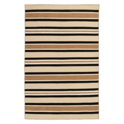 Variagated Stripe Outdoor Rug - Black