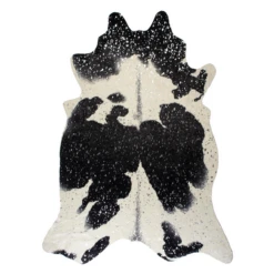 Metallic Faux Cowhide Rug - Black/Silver