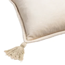 Velvet Tassle Lumbar Pillow - Light Beige -Furniture Sales webimage 620721131 DTL2